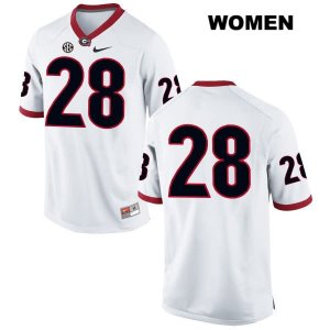 Women's Georgia Bulldogs NCAA #28 KJ Smith Nike Stitched White Authentic No Name College Football Jersey SBY8054WZ